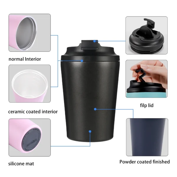 Vacuum 12oz  Mug Travel Mug Stainless Steel Tumbler 350ml Thermal Insulation Cup - Image 2